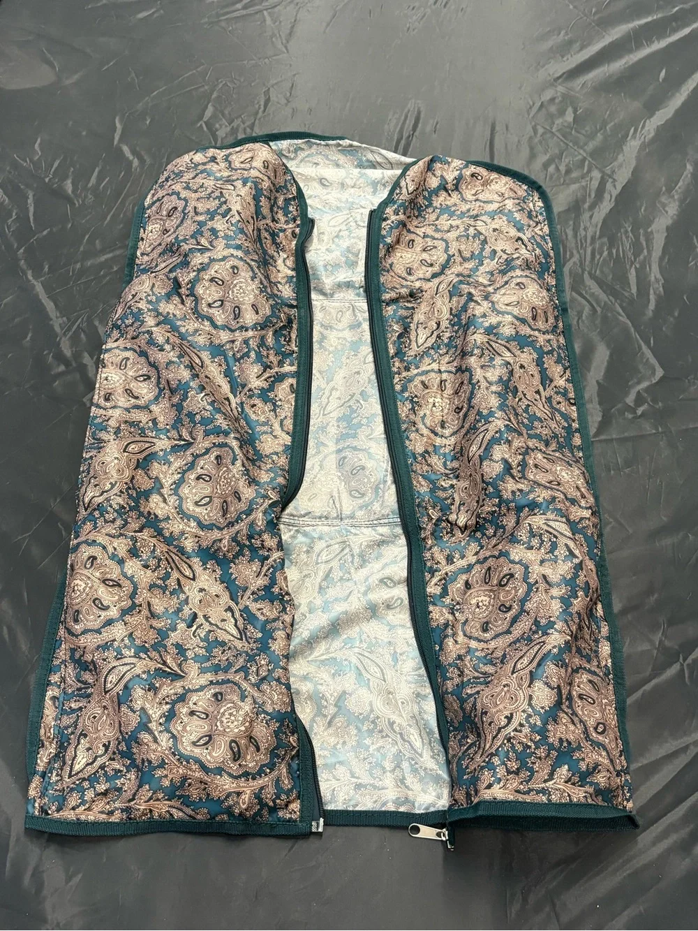 Teal Paisley Quilted Garment Bag